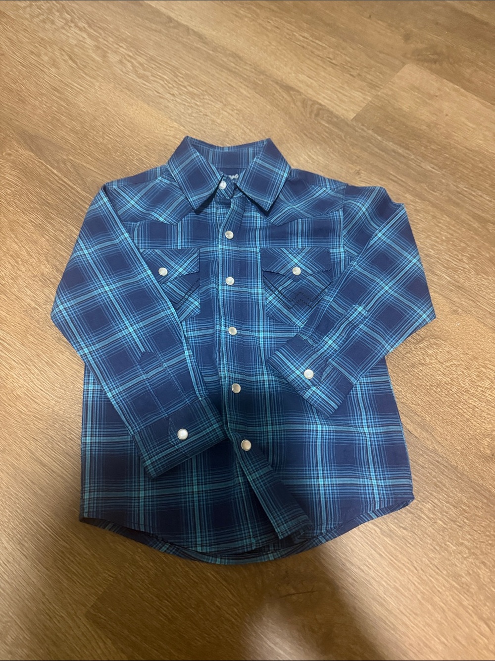 Wrangler Blue Plaid Snap-Front Button-Down Shirt